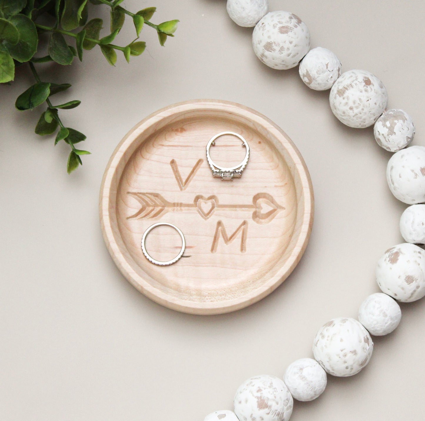 Valentine Gift Personalized Ring Dish, Maple Handcrafted Wood Dish