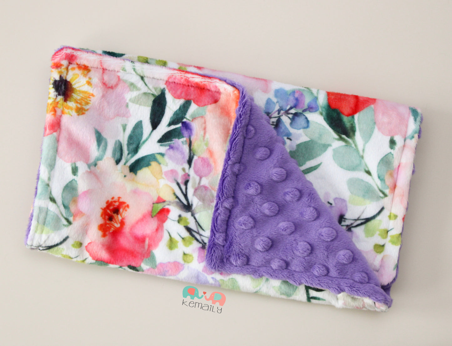 Watercolor Flower Minky Burp Cloth | Ultra Soft Absorbent Burping Cloth