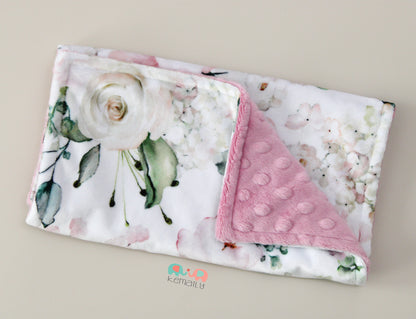 Pink Floral Baby Minky Burp Cloth Set | Soft Absorbent Burping Cloth
