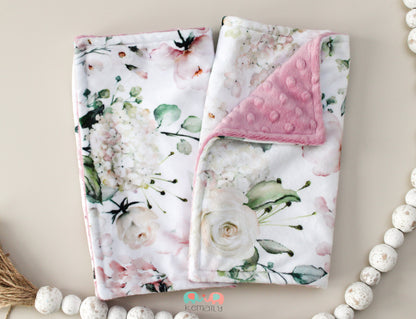Pink Floral Baby Minky Burp Cloth Set | Soft Absorbent Burping Cloth