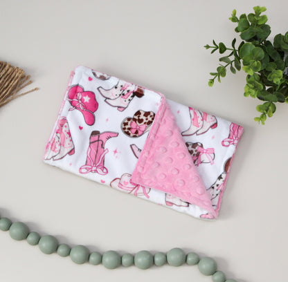 Cowgirl Baby Burp Cloth – Pink Western Minky Burp Cloth, Baby Girl Gift & Country Nursery Essential
