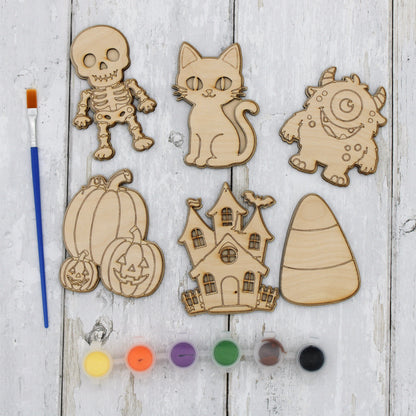 Paint Your Own Halloween Magnets for Kids | Wooden DIY Craft Kit