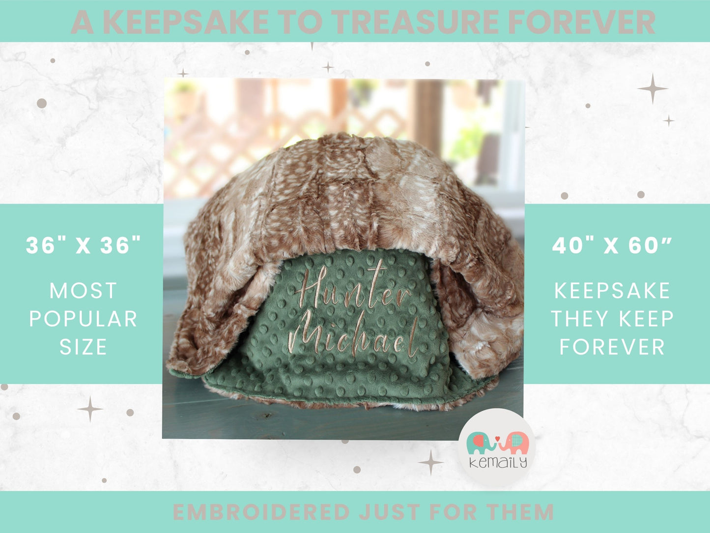 Personalized Woodland Fawn Baby Blanket – Deer Minky Baby Name Blanket for Woodland Nursery