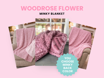 Custom name baby blanket woodrose floral design for baby shower gift