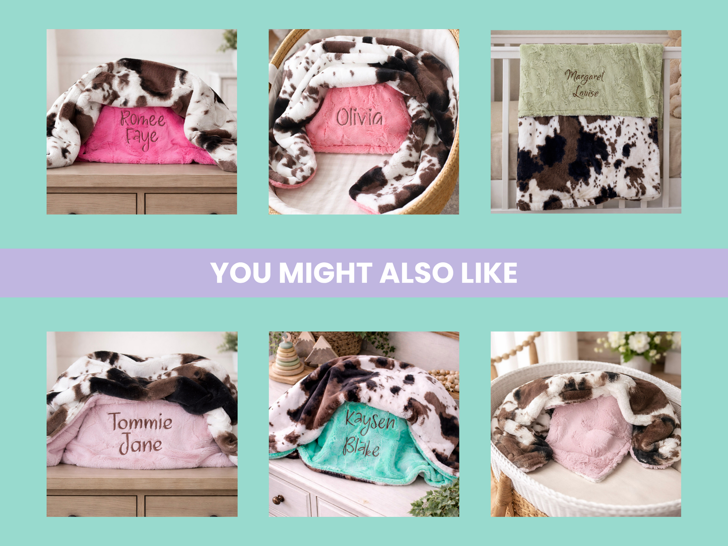 Personalized Cow Minky Baby Blanket – Custom Name Farm Baby Blanket, Soft Plush Newborn Girl Gift, Western Nursery Blanket