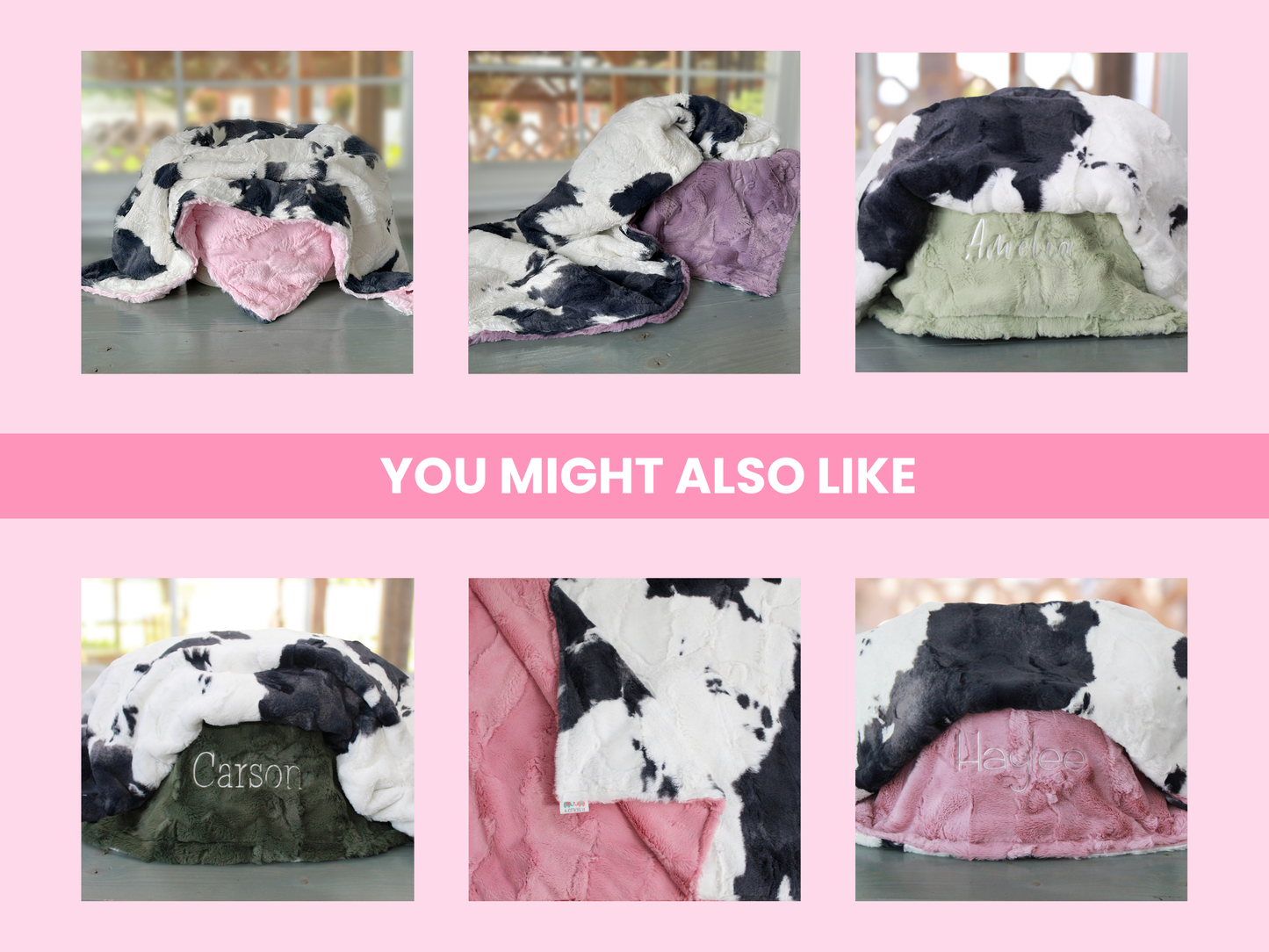 Personalized Cow Minky Baby Blanket – Custom Name Farm Baby Blanket, Soft Plush Newborn Girl Gift, Western Nursery Blanket