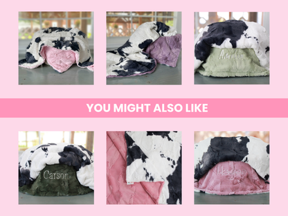 Personalized Cow Minky Baby Blanket – Custom Name Farm Baby Blanket, Soft Plush Newborn Girl Gift, Western Nursery Blanket