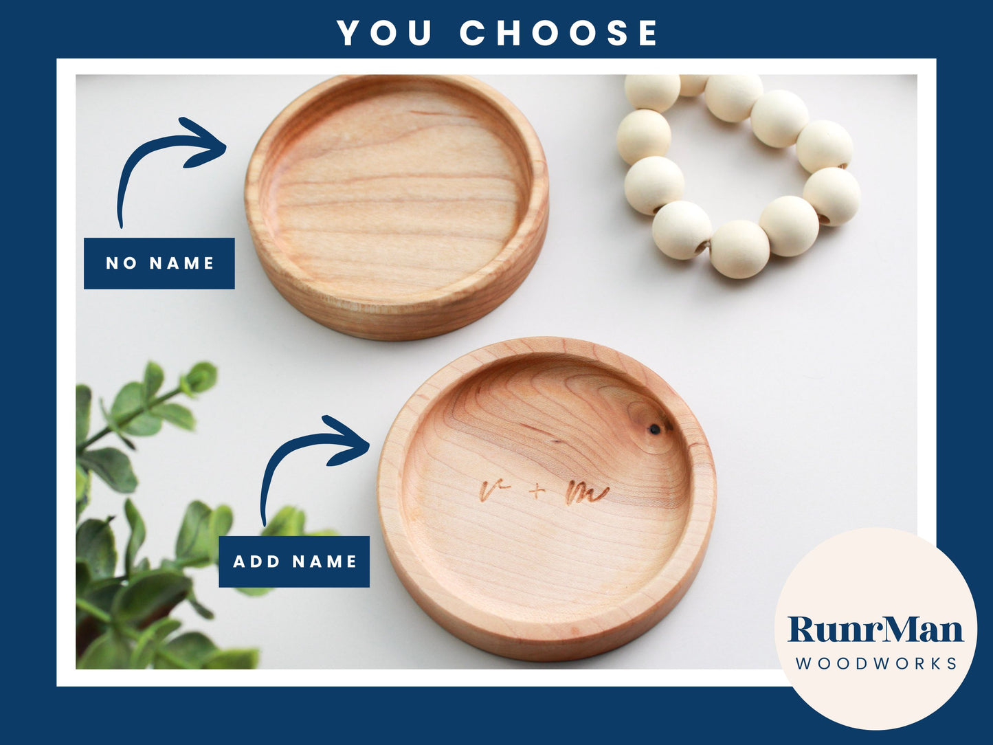 Personalized Ring Dish, Maple Handcrafted Wood Dish, Wedding Gift