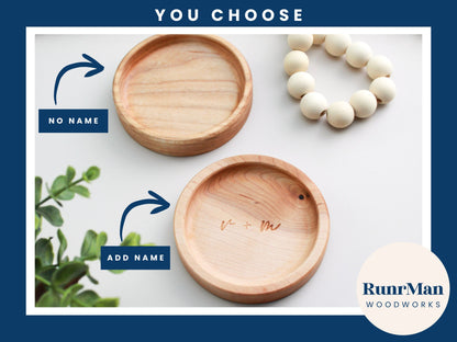 Personalized Ring Dish, Maple Handcrafted Wood Dish, Wedding Gift