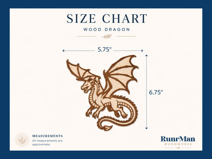 Laser Cut Dragon Wood Cutout | Unfinished Birch Plywood Craft Blank | DIY Fantasy Dragon Shape | Paintable Wood Craft