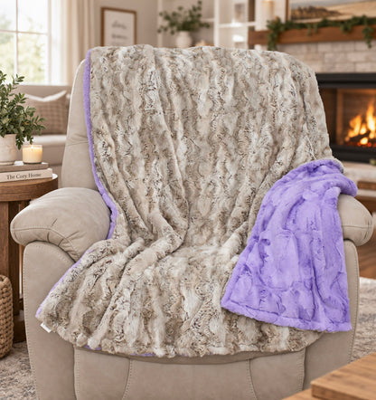 Faux Wild Rabbit Adult Minky Blanket | Ultra Soft Luxury Plush Throw