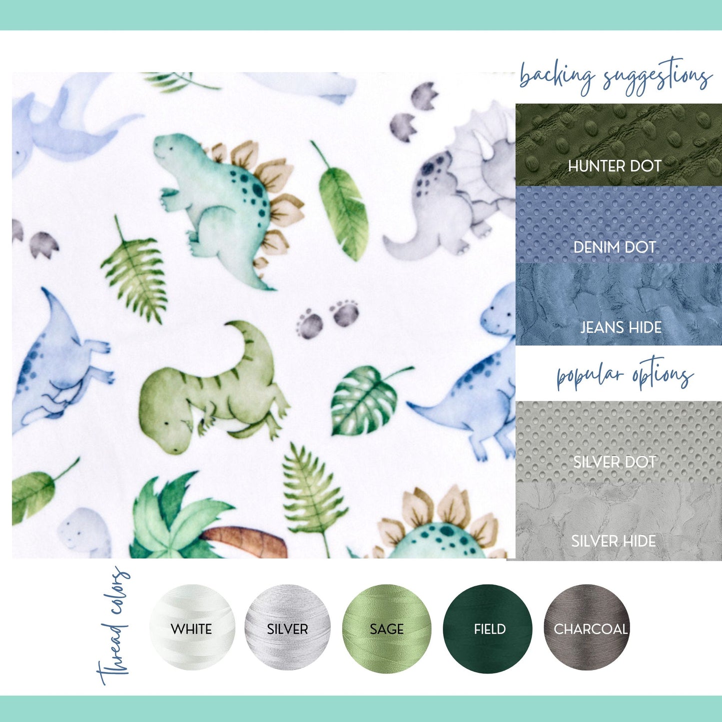 Personalized Dinosaur Baby Blanket – Custom Embroidered Minky Name Blanket for Boys