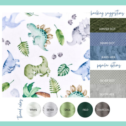 Personalized Dinosaur Baby Blanket – Custom Embroidered Minky Name Blanket for Boys