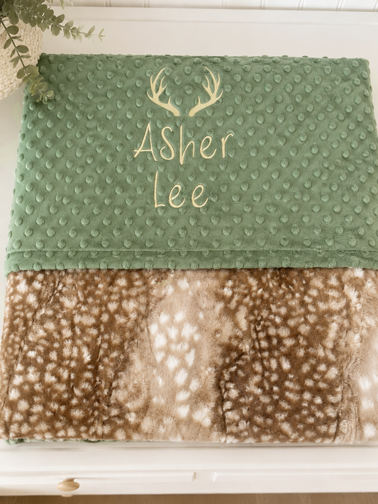 Woodland Deer Baby Blanket | Personalized Minky Baby Blanket | Woodland Nursery Gift | Baby Shower Keepsake