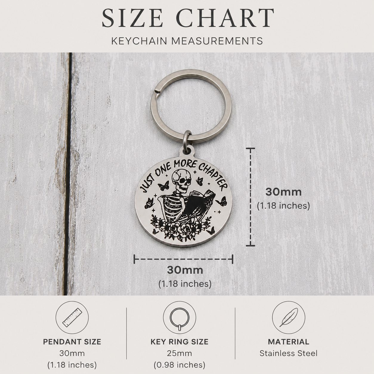 Just One More Chapter Keychain | Book Lover Gift for Readers