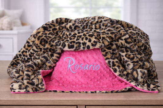 Personalized Leopard Baby Blanket | Minky Blanket With Name