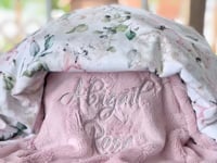 Personalized Baby Blanket, Pink Floral Minky Baby Girl Blanket